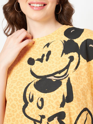 Madame Disney and Animal Printed Mustard Yellow Cotton Top