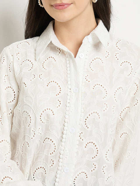 Madame White Cotton Poplin Shirt