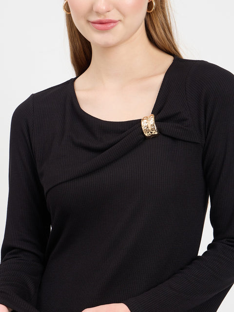 Madame Textured Black Top