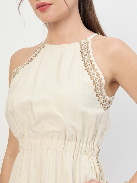 Madame Ivory Viscose Embroidery Trim Cami Midi Dress