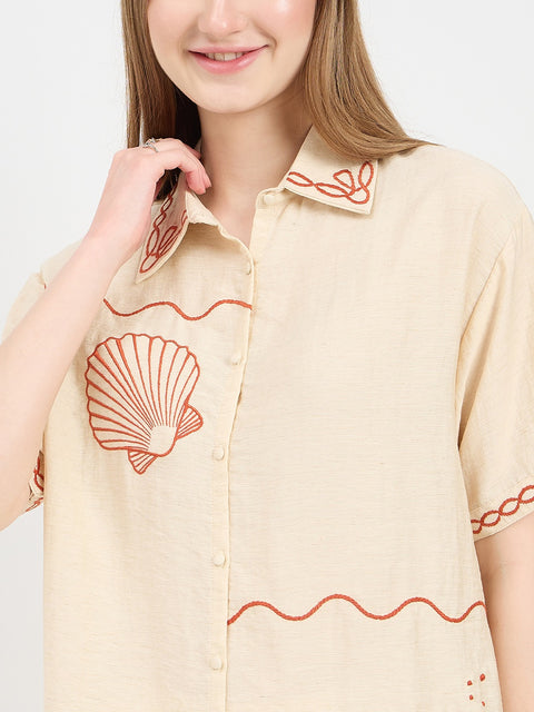 Madame Embroidered Beige Co-ord Set