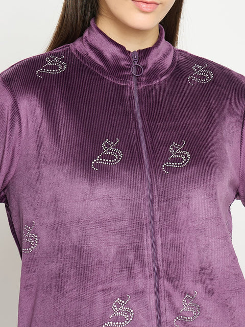 mSECRET Purple High Neck Night Suit