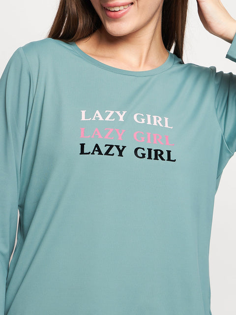 mSECRET Green Printed Nightsuit