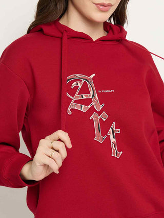 Madame Graphic Print Red Hoodie Sweatshirt