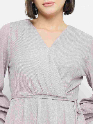 Madame Surplice Neck Lilac Mini Dress