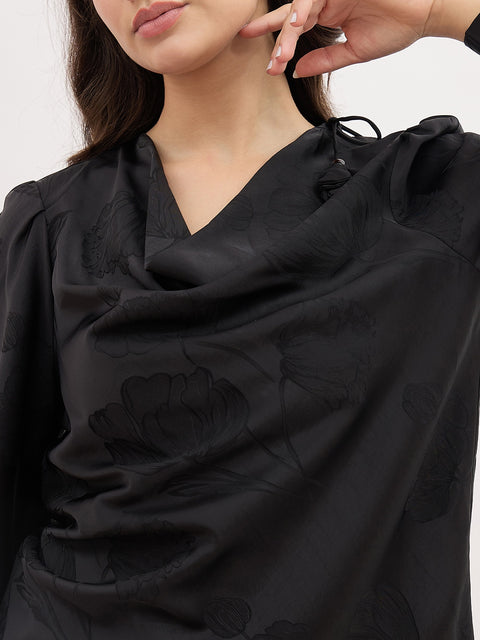 Madame Self Designed Satin Cowl Neck Top