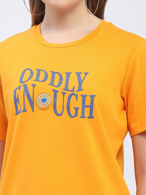 Madame Typography Orange Regular T-Shirt