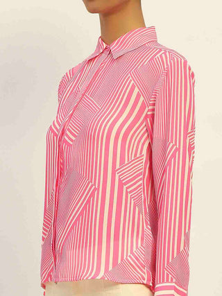 Madame Geometric Striped Pink Shirt
