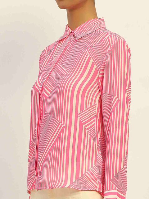 Madame Geometric Striped Pink Shirt