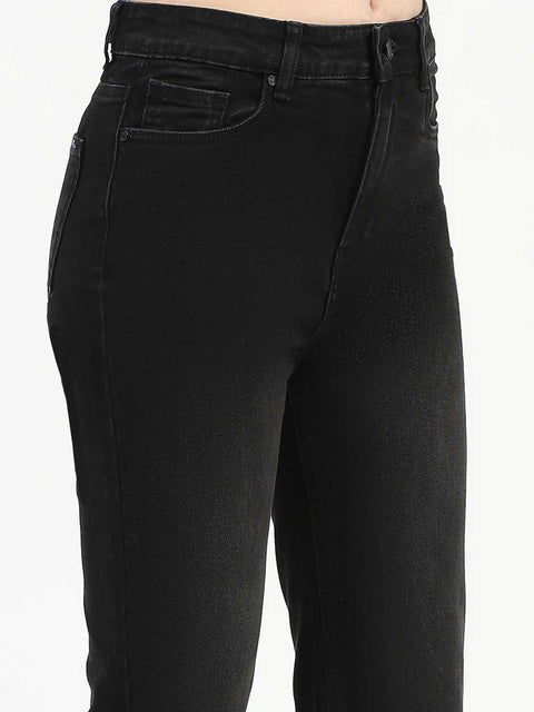 Madame Mid-Rise Black Straight-Fit Jeans