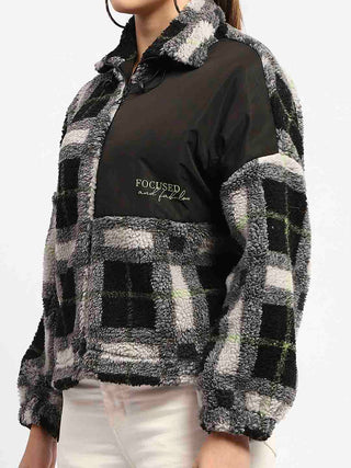 Madame Geometric Print Black Puff Sweatshirt
