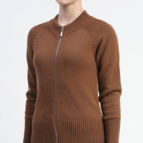 Madame Brown Full-Zip Knit Sweater