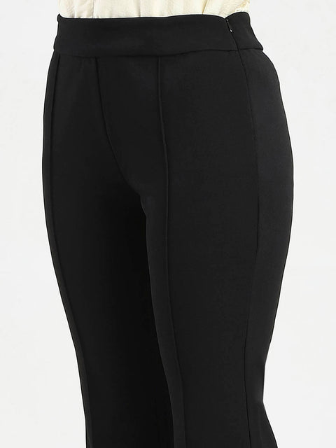Madame Side Zipper Flared Black Knitted Moss Trousers