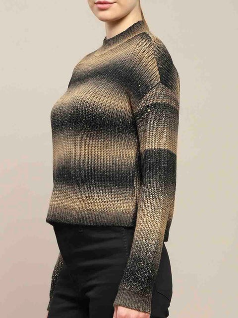 Madame Striped Khaki Sweater
