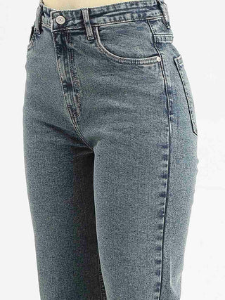 Madame Mid-Wash Tinted Blue Cotton Blend Denim Jeans