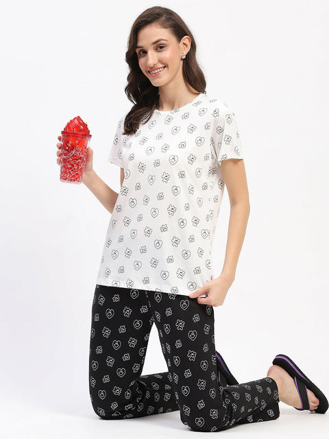 mSECRET Printed Three Piece Night Suit