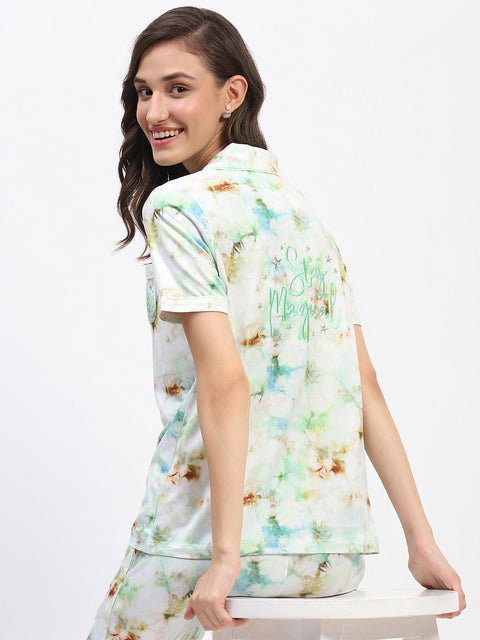 mSECRET Short Sleeve Tie-Dye Mint Pajama Set