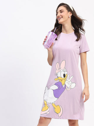 mSECRET Disney Graphic Print Cotton Lilac Sleep Shirt Dress