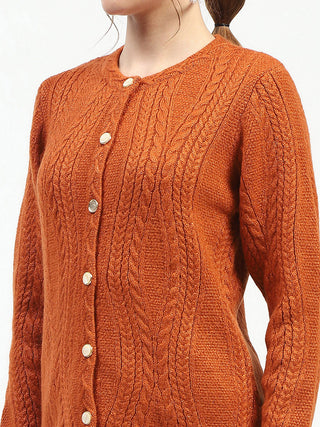 Madame Orange Button-Up Cardigan