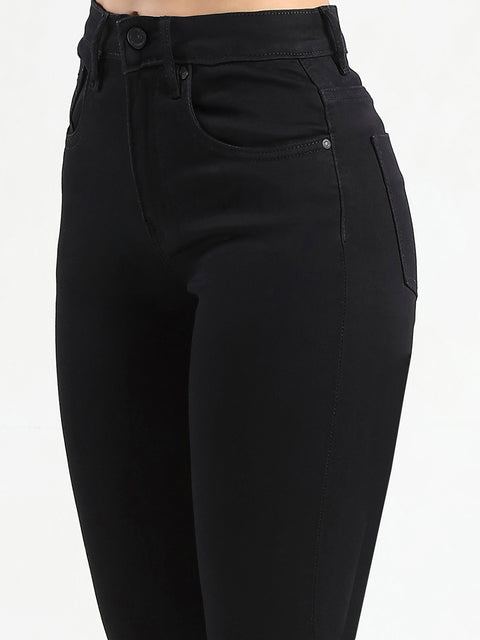 Madame Skinny Fit Black Cotton Blend Jeans