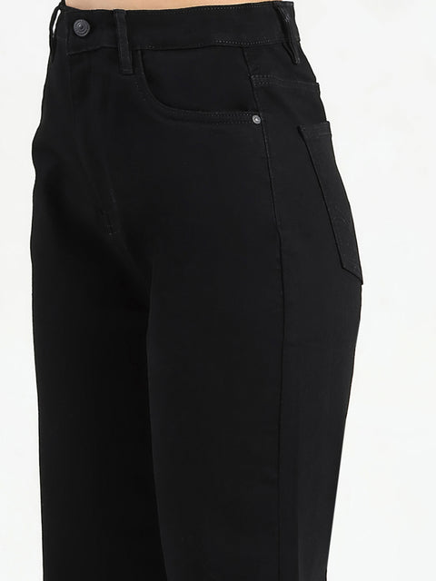 Madame Stone Wash Wide Leg Black Jeans
