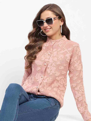 Madame Peach Printed Buttoned Cardigan