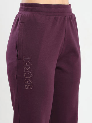 mSECRET Zip Pocket Dark Purple Cotton Blend Track Bottoms