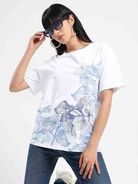 Madame Graphic Print Cord Detailed White Sinker T-Shirt