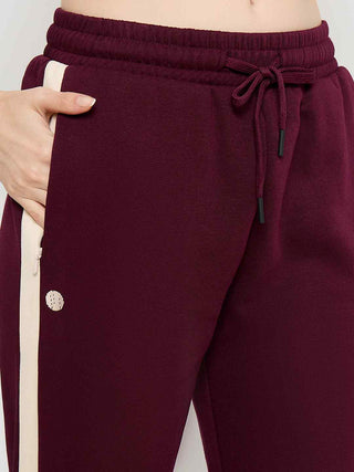 Madame Side Striped Purple Straight Track Bottoms