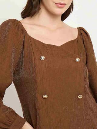 Madame Double Breasted Brown Tencel Blend Top