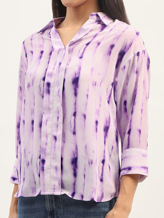 Madame Printed Full Sleeve Purple Shirt