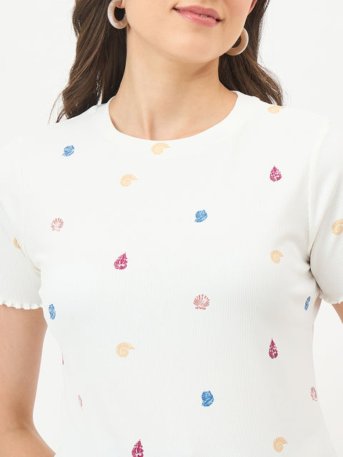 Madame White Stretch Half-Sleeve Top