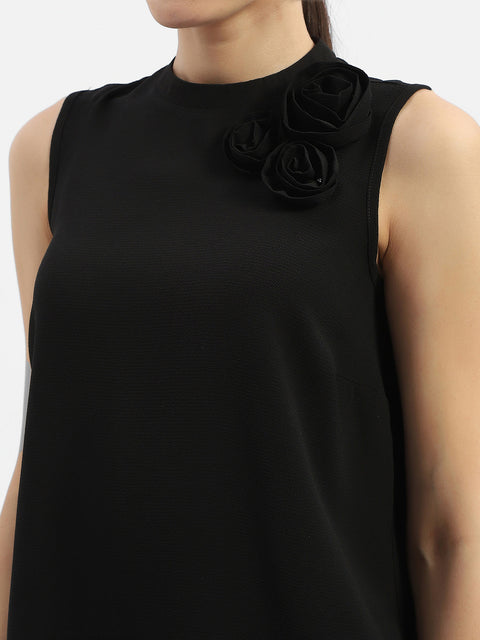 Madame Applique Adorned Black Shimmer Top