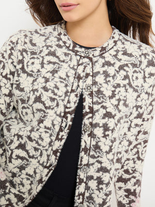 Madame Animal Print Brown Cardigan