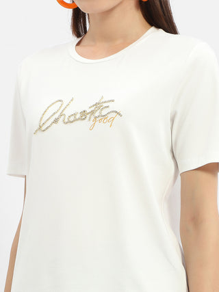 Madame Typography White Crew Neck T-Shirt