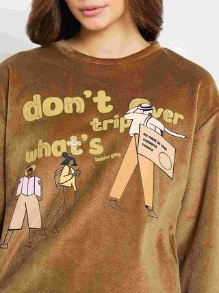 Madame Graphic Print Brown Sweatshirt