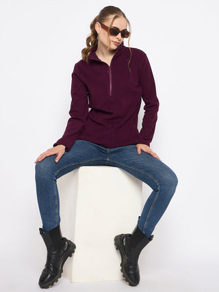 Madame Polar Fleece Half-Zipper Mulberry Sweatshirt