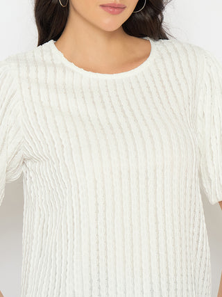 Madame Textured Solid White Top