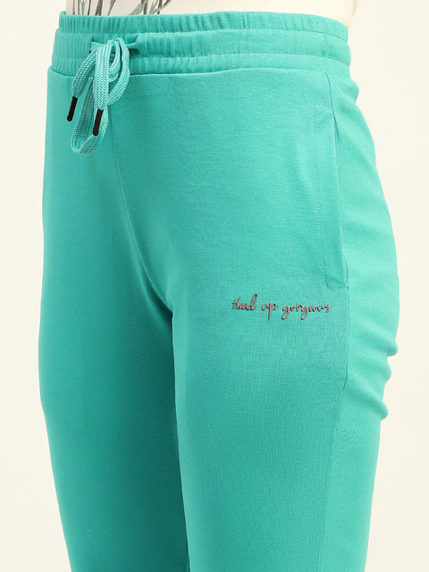 mSECRET Typography Print Green Cotton Track Bottom