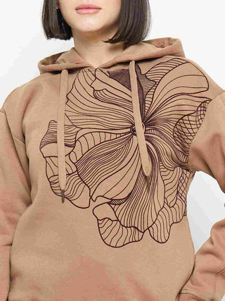 Madame Floral Print Beige Sweatshirt