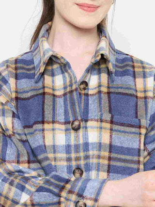 Madame Quilted Blue Puffer Jacket with Hood