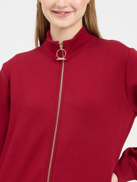 Madame Solid Maroon Sweat-Shirt