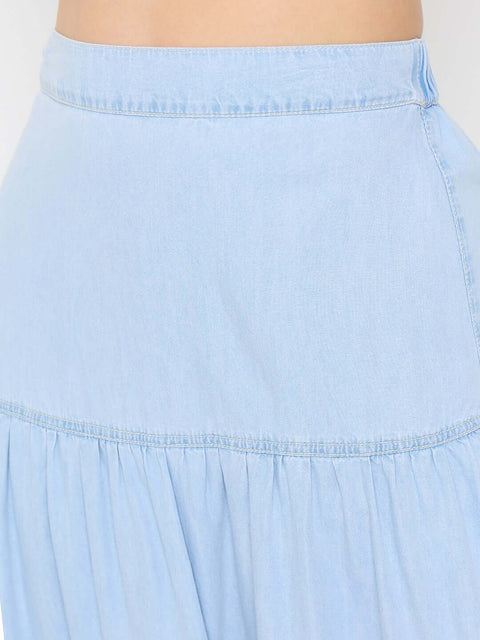 Madame Tiered Denim Long Skirt