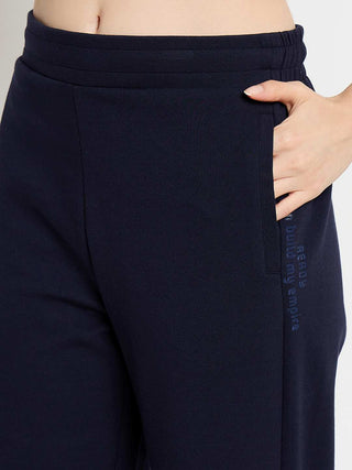 mSECRET Cotton Blend Navy Blue Straight Track Bottoms