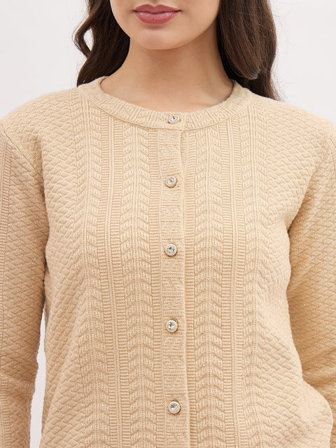 Madame Beige Viscose Blend Cardigan