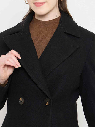 Madame Notch Lapel Neckline Long Coat with Buttons