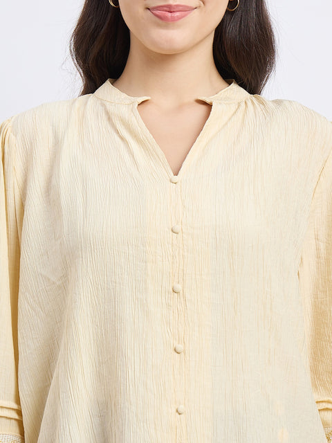 Madame Butter Yellow Embellished Lace Tunic