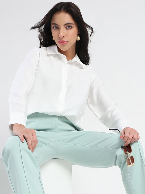 Madame White Rayon Blend Shirt