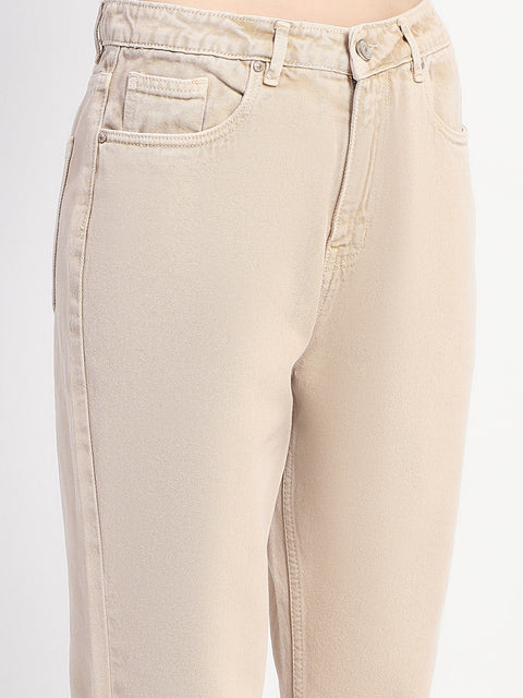 Madame Straight Fit Cotton Beige Denim