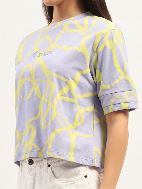 Madame Tie Dye Typography Adorned Cotton Mauve T-Shirt